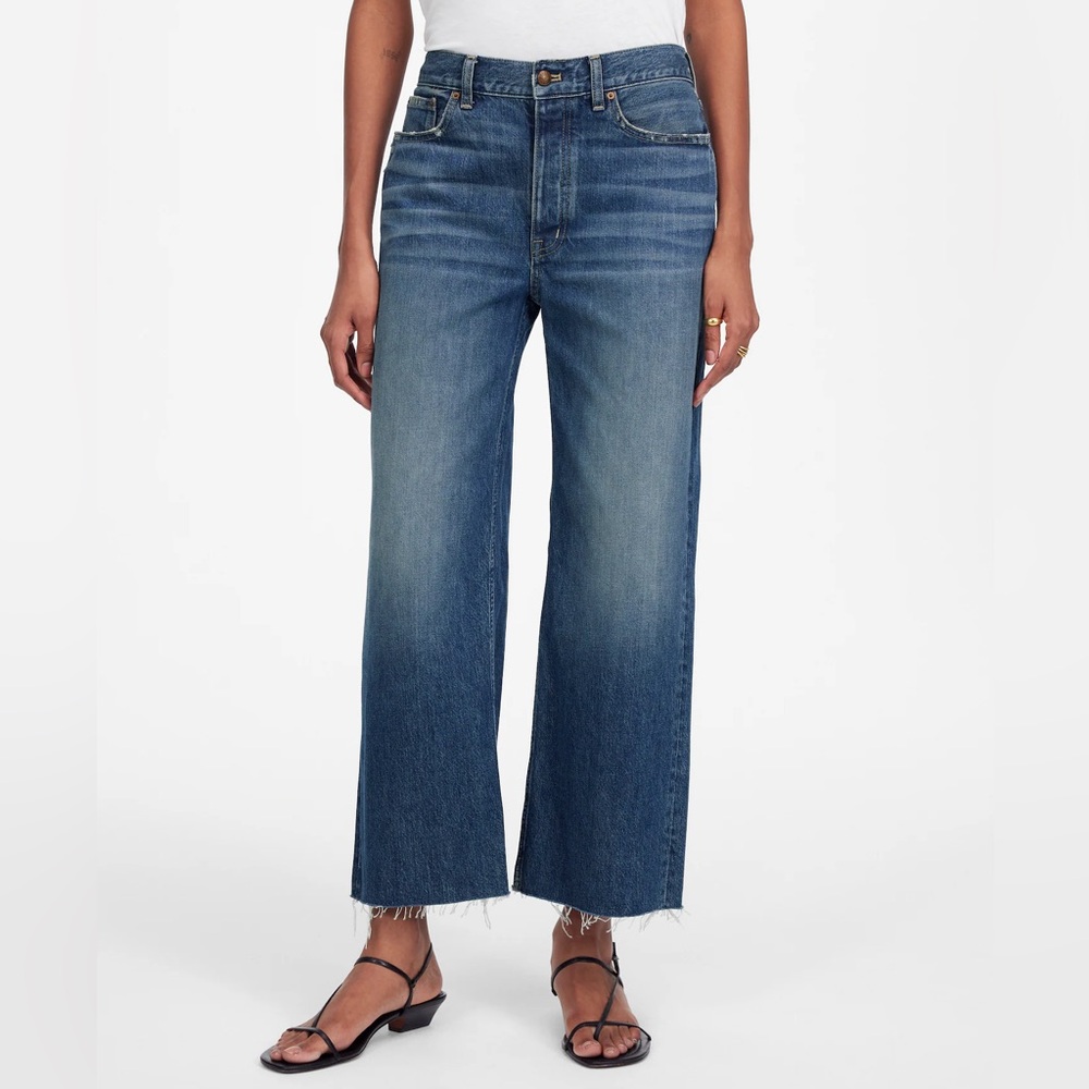 NWT Madewell Low Slung Baggy Crop Jeans 24 Croswell Wash Dark Denim $148 NU172